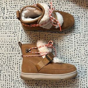 UGG Tan Winter Boots with White Fur